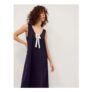 Gigi Bow Linen Blend Midi Dress Blue