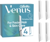 Gillette Venus Dermaplaning Blades for Face, Womens Face Razor Refills x 4 for Facial Hair & Skin, Exfoliating Blades for Dermaplaning Tool