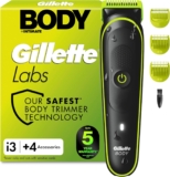 GilletteLabs i3 Body & Intimate Hair Trimmer – Body Groomer for Men, Waterproof, SkinFirst Technology, Sensitive Area Trimming, 2 Combs, 80-Min Runtime