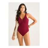 Gini London Mulberry Red Textured Ring Cutout Detail Swimsuit