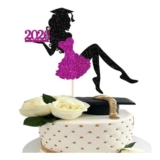 Girl Graduation 2026 Cake Topper – Glitter Cap Diploma, Purple