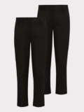 Girls Black / Grey / Navy Slim Leg Woven OR Plus Fit School Trousers 2 Pack 3-6y / 6-10y £6/ 10-14y £7 Free C&C (10% off with rewards)