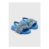 Girls Blue Lemon Frill Sliders (Younger 4-9)