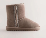 Girls Mink Brown Water Repellent Suede Pull On Boots £8-£10
