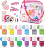 Girls Nail Varnish Sets Kids – 12 Rainbow Colors Non-Toxic Nail Polish for Kids Water-Based Toddler Nail Varnish, Peel Off Childrens Nail Polish Sets for Teenage Girls Gift