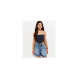 Girls Navy Lace Trim Handkerchief Hem Bandeau Top