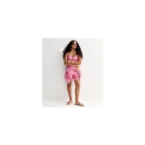 Girls Pink Stud Embellished Tropical Floral Print Mini Dress