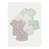 Girls Strawberry Gingham Short Pyjamas 3 Pack