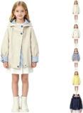Girls Waterproof Jacket Windproof Hooded Zipper Raincoat Casual Spring Fall Butterfly Print Lightweight Jackets with Pockets for Hiking Camping School Bike Ride