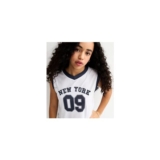 Girls White New York Print Basketball Vest