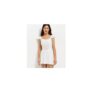 Girls White Textured Flutter Sleeve Dress
