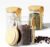 Glass Containers with Lids, 450ml Glass Storage Jars with Bamboo Lids & Spoons, Tea Coffee Sugar Canisters, Small glass jars with lids gifts for women