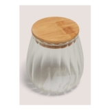 Glass Curved Ribbed Small Jar
