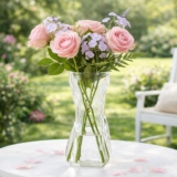Glass Flower Vases with Brush, Clear Mini Bud Vases in Bulk, Two Styles Small Glass Vases for Rustic Home, Wedding Centerpieces, Dining Table Decor (Style -1)