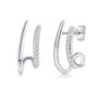 Glintara 925 Sterling Silver Sleeper Stud Earrings, Hypoallergenic CZ, Double-Line