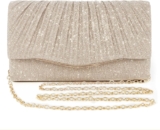Glittering Clutch Handbag for Women, Elegant Evening Bag for Weddings, Cocktails, Parties & Festive Occasions, With Detachable Shoulder Chain, Versatile as Clutch (Gold)