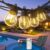 GlobaLink 11.3M Solar Festoon Lights Outdoor, 10-Bulb S14 Dimmable Solar String Lights with Remote, 8 Lighting Modes & Timer, 2700K Warm White, IP65 Waterproof for Garden & Patio Gazebo