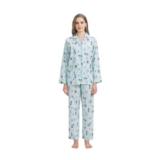 Global Ladies Pajama Set 100% Cotton, Green, Puppy, XXL