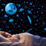 Glow in The Dark Stars, Rocket and Planets Wall Stickers – Glow Stars Decals for Wall and Ceiling Decoration, Nursery, Bedroom, Living Room Décor (Blue)