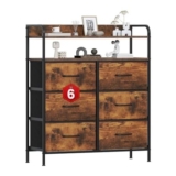 GoaHi 6-Drawer Fabric Dresser, Rustic Brown