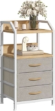 GoaHi Bedside Table, Nightstands with 3 Fabric Drawers