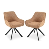 Goeurvant 2-Pack 360 Swivel Chairs, Orange, Armrests, Upholstered