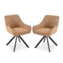 Goeurvant 2-Pack 360 Swivel Chairs, Orange, Armrests, Upholstered