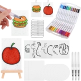 Goktvai 3D Magic Foam Painting Kit for Kids, 55pcs Puffy Art Set with 24 Watercolor Pens, Texture Papers, Chains and Easel, Creative DIY Art Craft Set for Family Activities Party Games & Decorations