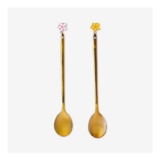 Gold Dessert Spoons with Flower Decorations
