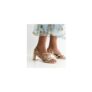 Gold Faux Leather Multi Strap Block Heel Sandals