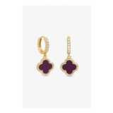 Gold Plated Clover Huggie Earrings