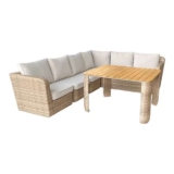 GoodHome Elos Beige Rattan effect 6 Seater Modular corner Dining set