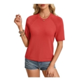 Grace Karin Knit Jumper, Lightweight Short Sleeve Top, Orange