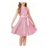 Grace Karin Sequin Party Dress for Girls, Sleeveless, Pink