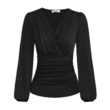 Grace Karin Womens Long Sleeve Ruched Tunic Blouse Shirt