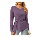 Grace Karin Womens Long Sleeve Wrap Blouse Purple Size S