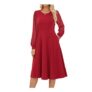 Grace Karin Womens Red Long-Sleeve Crew Neck Midi A-Line Dress
