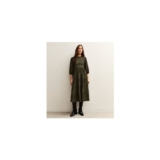 Green Animal Print Crinkled Tiered Midi Dress
