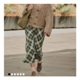 Green Check Midi Slip Skirt