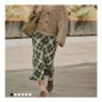 Green Check Midi Slip Skirt