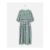 Green Checked V-Neck Puff Sleeve Midi Dress
