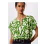 Green Floral Keyhole Blouse