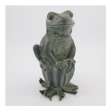 Green Frog on Seedpod Garden Ornament 32x18cm