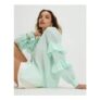 Green Long Sleeve Ruffle Blouse