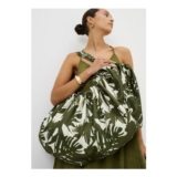 Green Palm Print Beach Bag