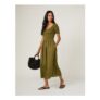 Green Ruched Zita Midi Dress ( Extra 15% off with Code )