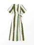 Green Stripe Linen Blend Wrap Dress