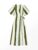 Green Stripe Linen Blend Wrap Dress