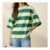 Green Stripe Oversized Boxy Fit Heavyweight Crew Neck T-Shirt