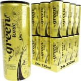 Green Tonic Water Cans 24 Pack, Slimline Tonic, No Aspartame, No Sugar, No Calories, Tonic Water for Gin and Mixer – Bulk Pack of 24 Cans x 330 ml(packaging may vary)